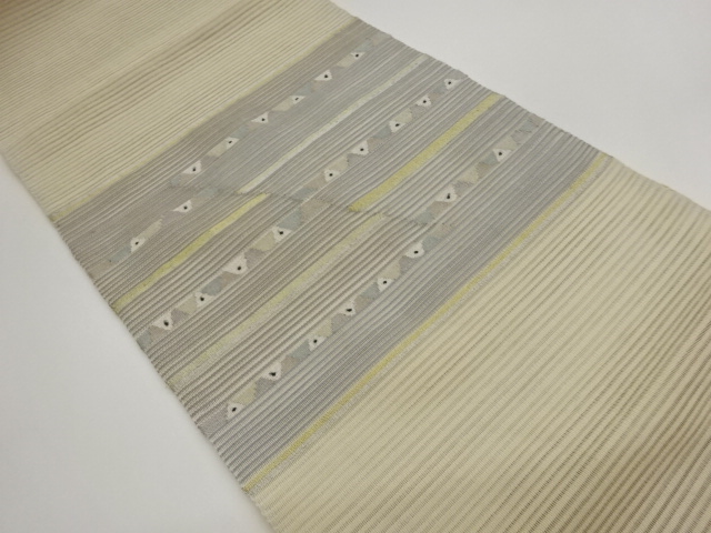 JAPANESE KIMONO / NAGOYA OBI FOR SUMMER / TSUZURE / WOVEN GEOMETRIC PATTERN 